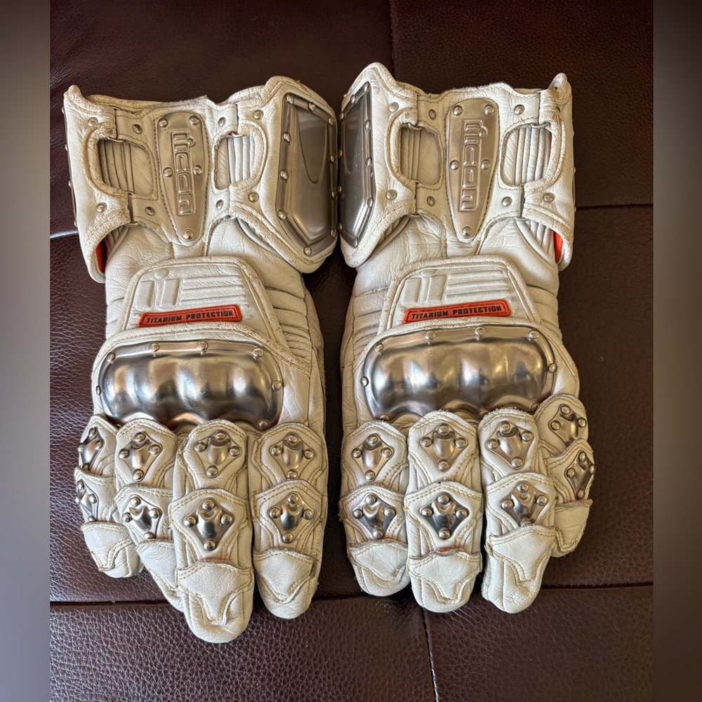 Original ICON Ti Max TiMax long motorcycle gloves  titanium Mad Max Size XL